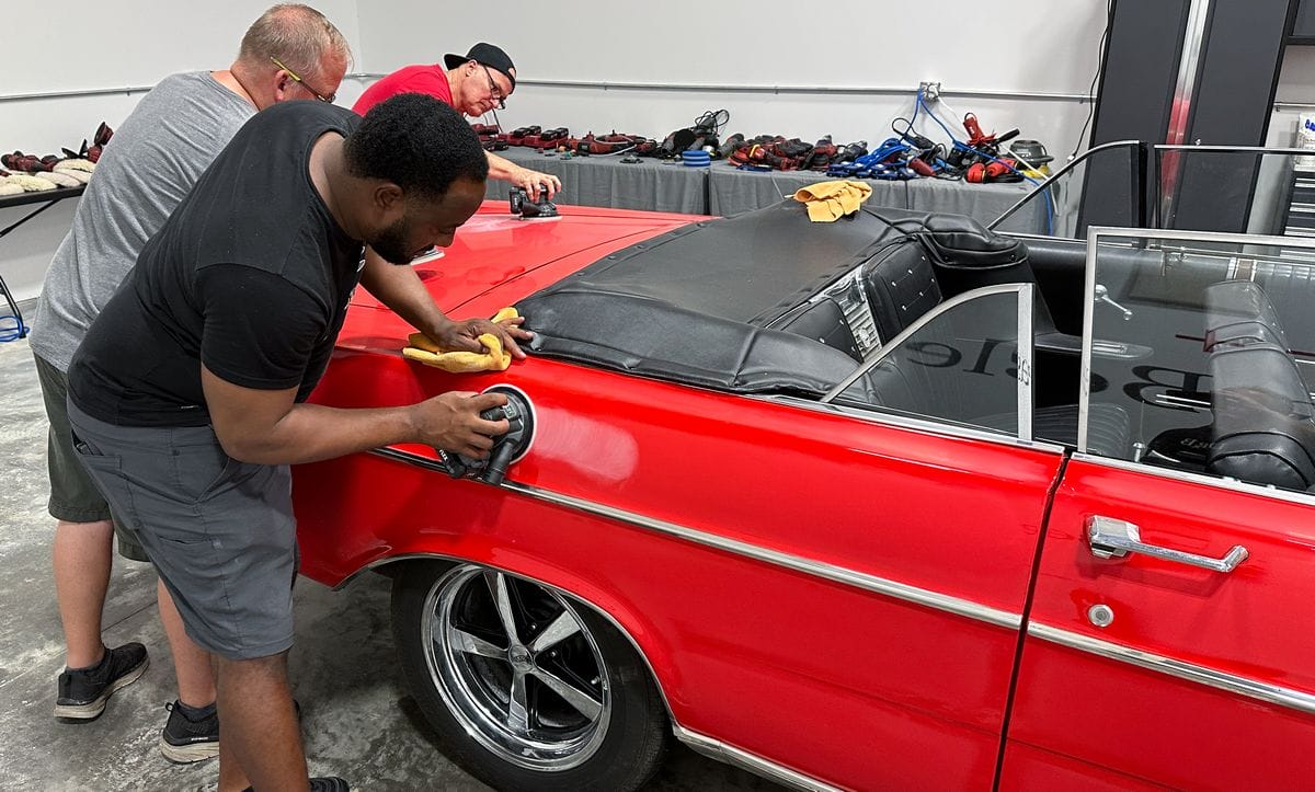 Sanding paint in detailing class