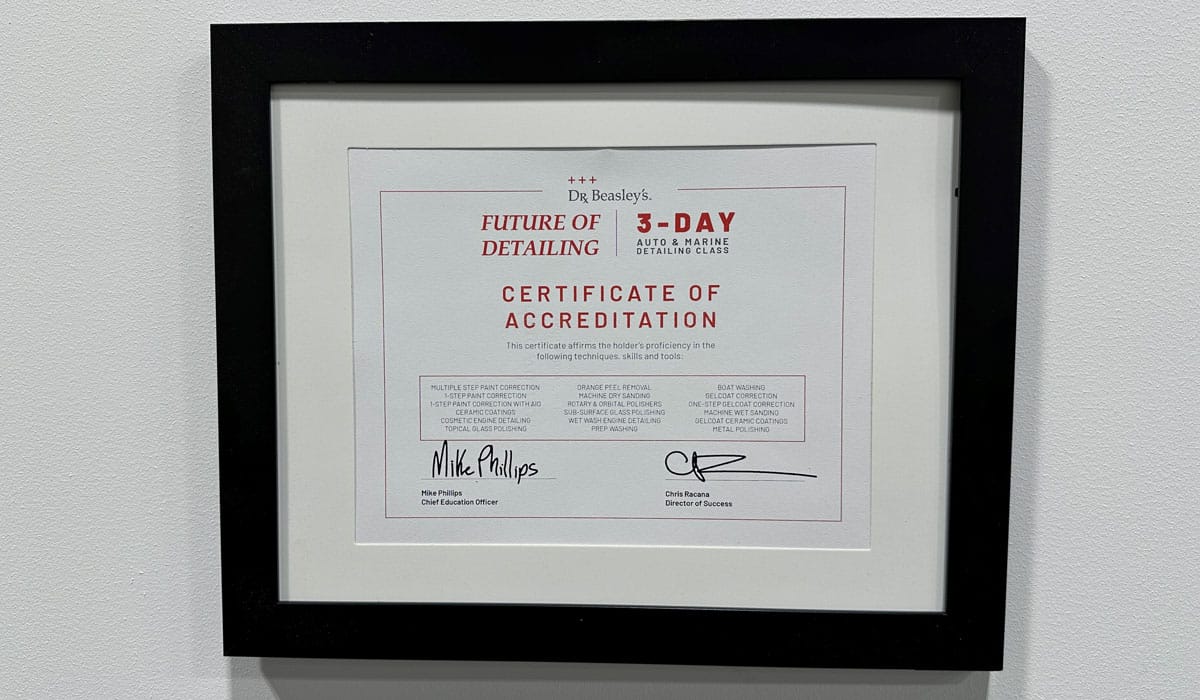 Certification for detailing class with Mike Phillips
