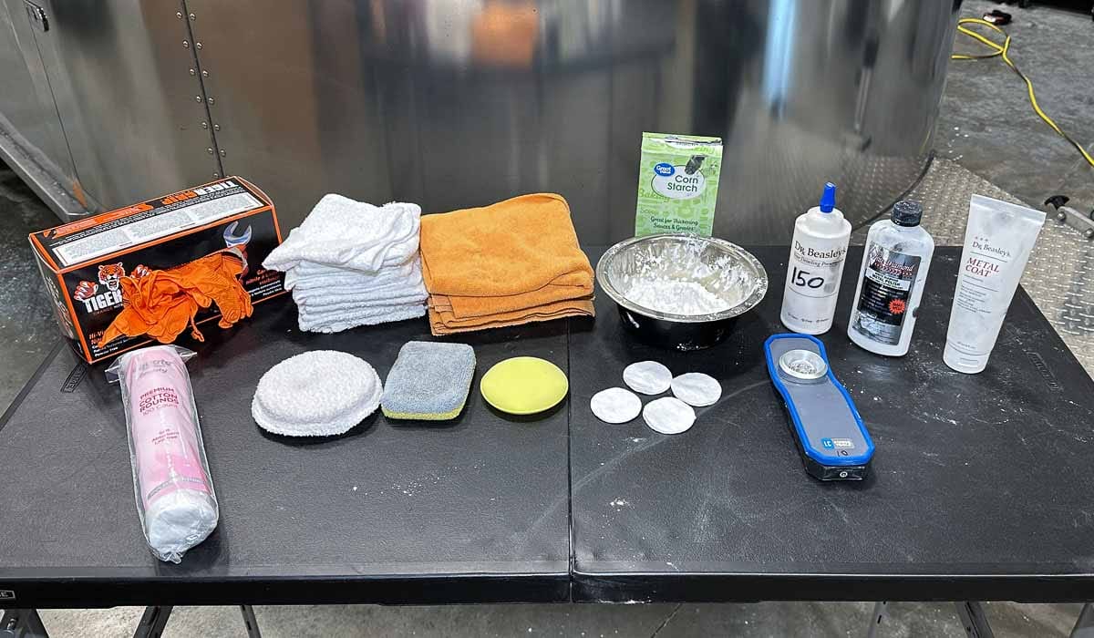Supplies for hand polishing aluminum