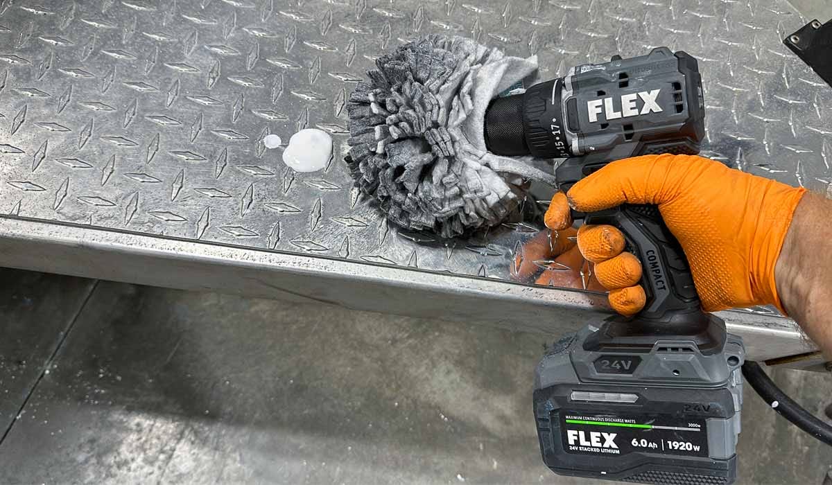 Flitz polishing ball on diamond plate aluminum