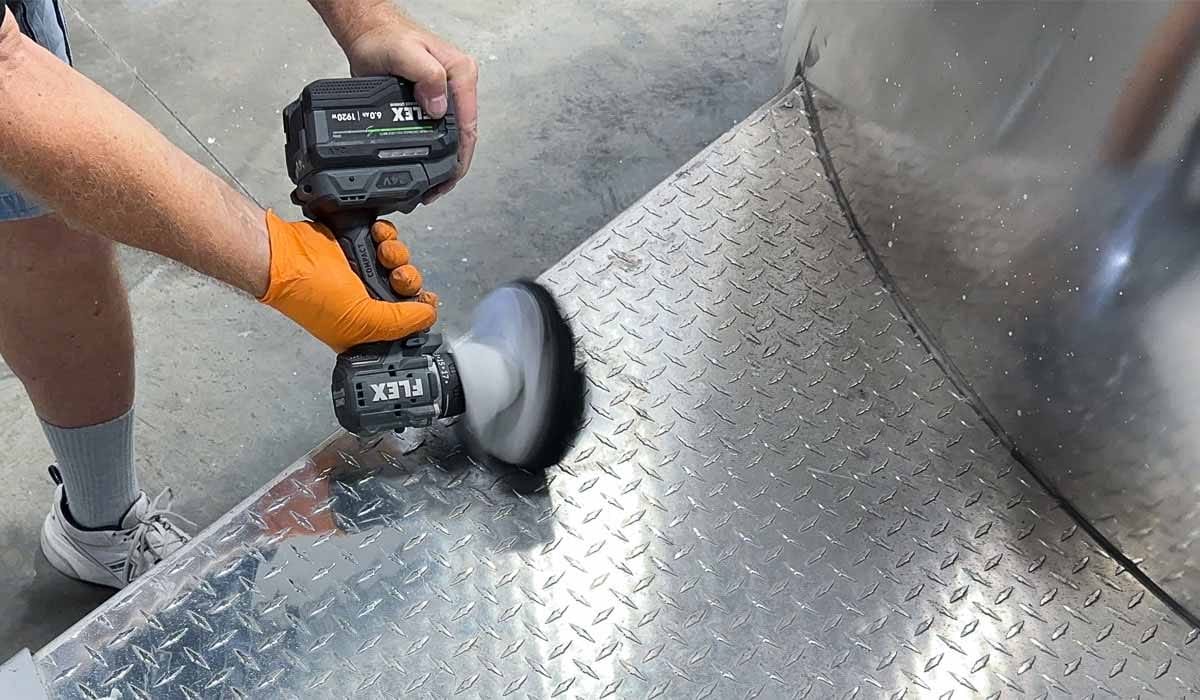 Polishing diamond plate aluminum with Flitz buff ball