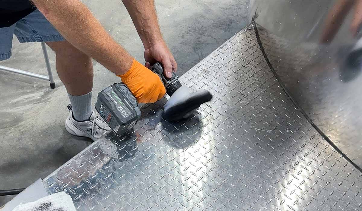 Polishing diamond plate aluminum with Flitz buff ball