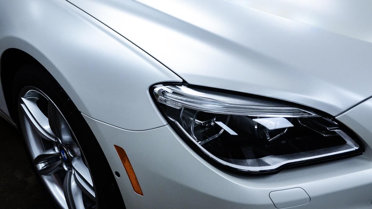 Frozen white BMW