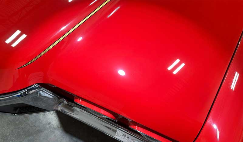 Red paint after gear-driven polisher step