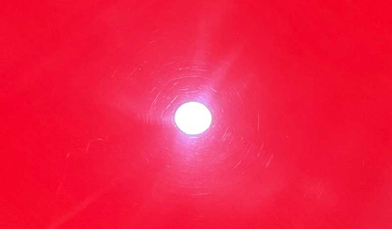 Close-up of hologram after rotary polishing