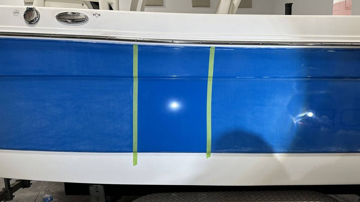 Test spot on oxidized boat