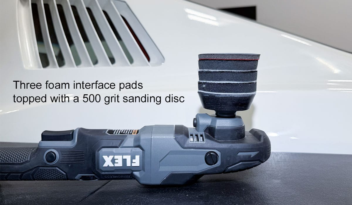 Three foam interface pads on a rotary polisher