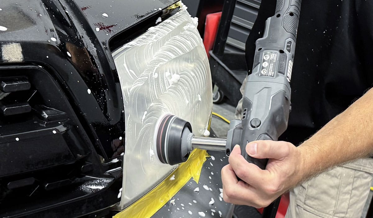 Second machine wet sanding step on headlight