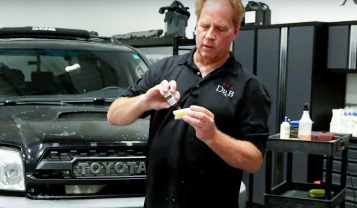 Applying headlight ceramic coating to applicator