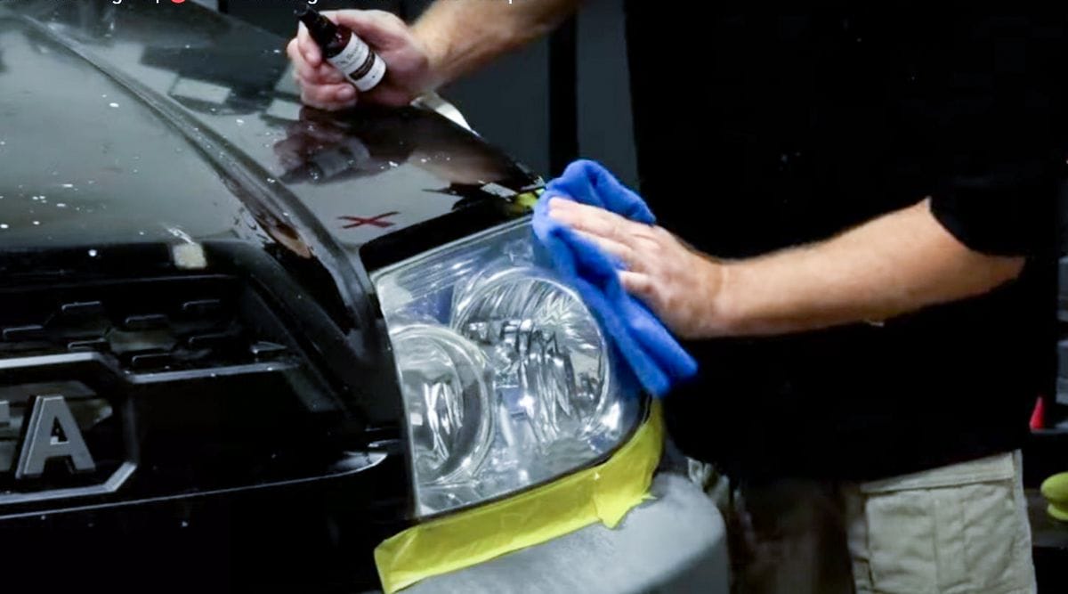 Prepping headlight for ceramic coating