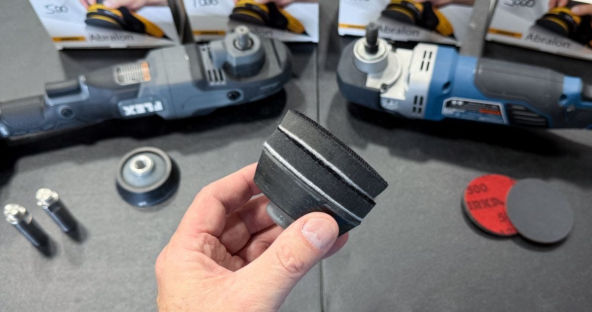 Foam interface pads for sanding headlights