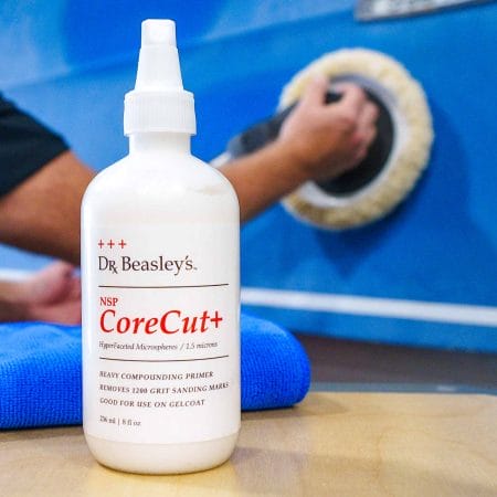 NSP CoreCut+ buffing marine gelcoat on boat