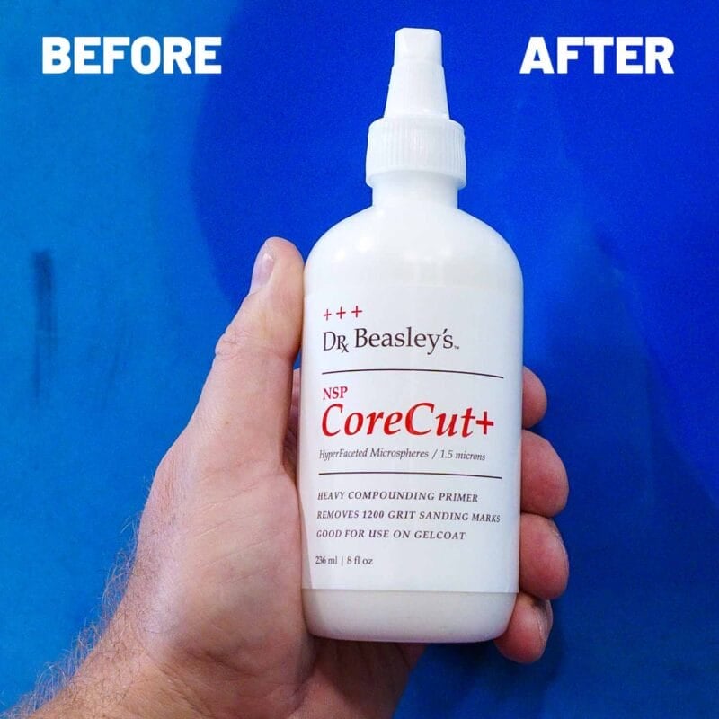 NSP CoreCut+ Before and After on Marine Gelcoat