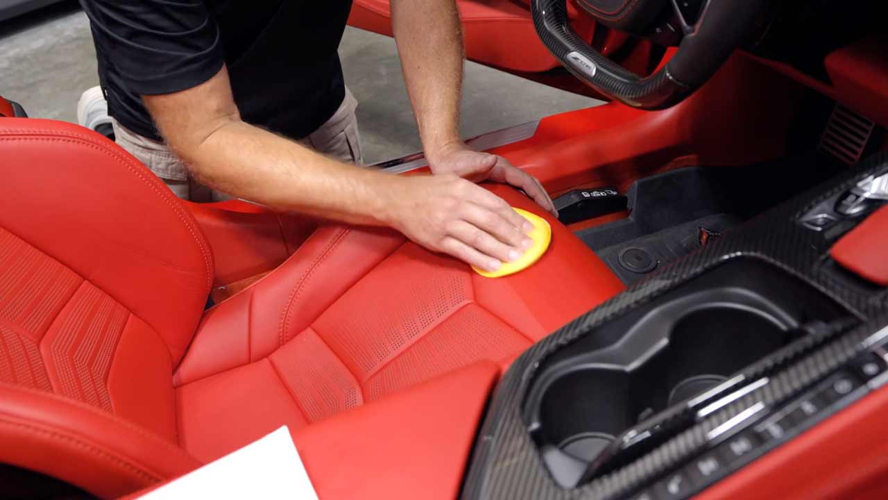 Applying leather conditioner