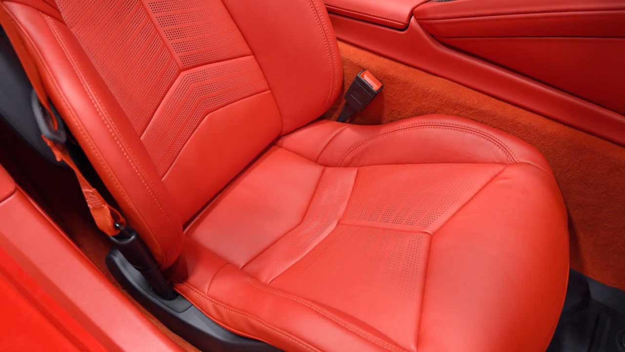Perforated leather seats in a Corvette