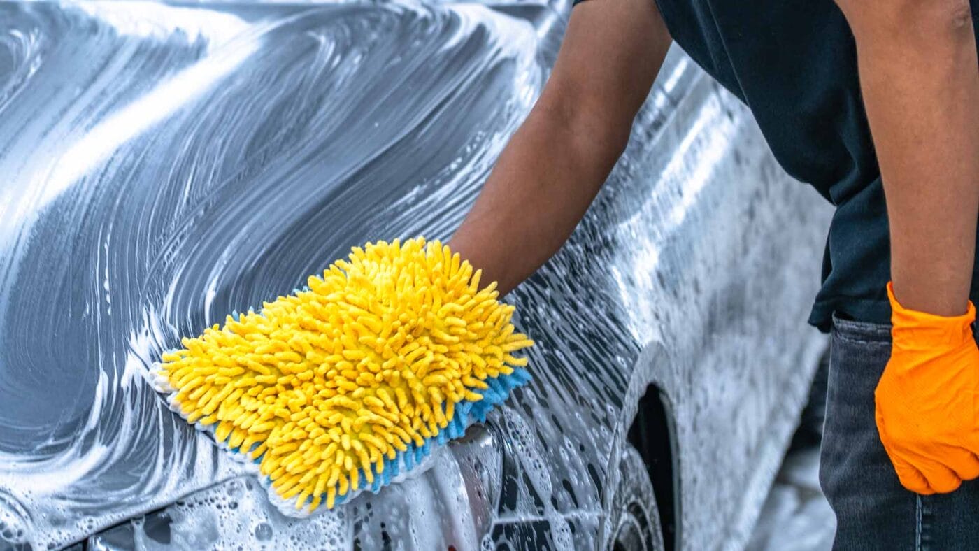 Washing the matte finish paint on a car