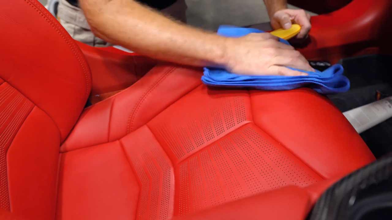 Wiping down perforated leather seats
