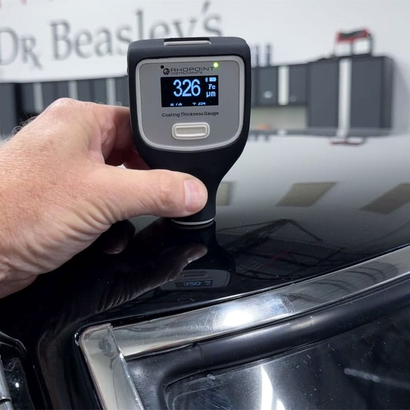 Green status indicator light on Rhopoint Paint Coating Thickness Gauge