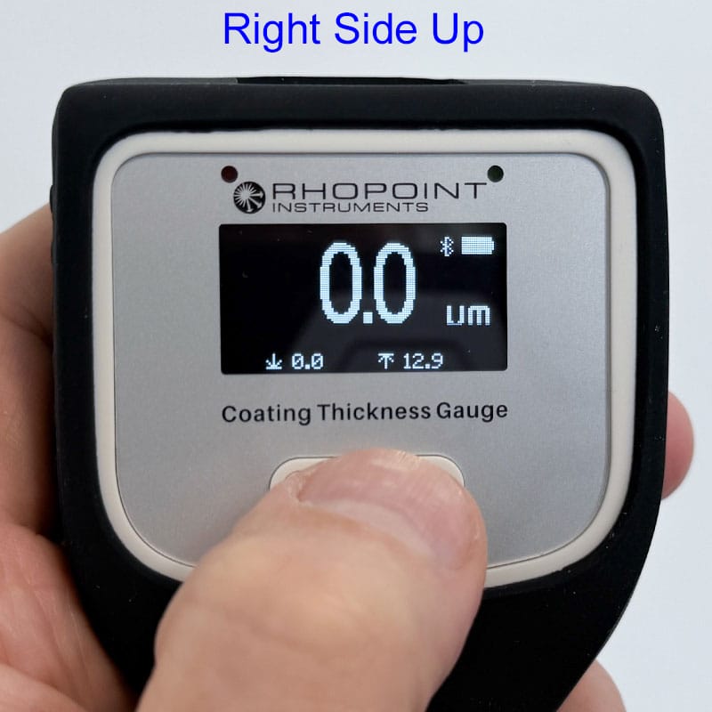 Flipping display on Rhopoint paint coating thickness gauge