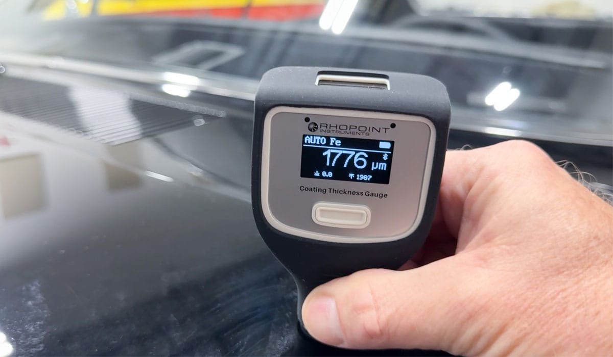 Measuring paint thickness on car