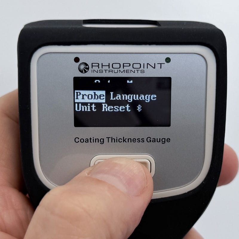 Changing settings on paint coating thickness gauge