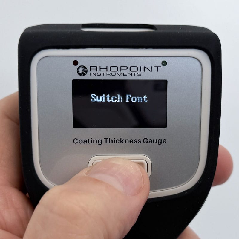 Flipping display on Rhopoint paint coating thickness gauge