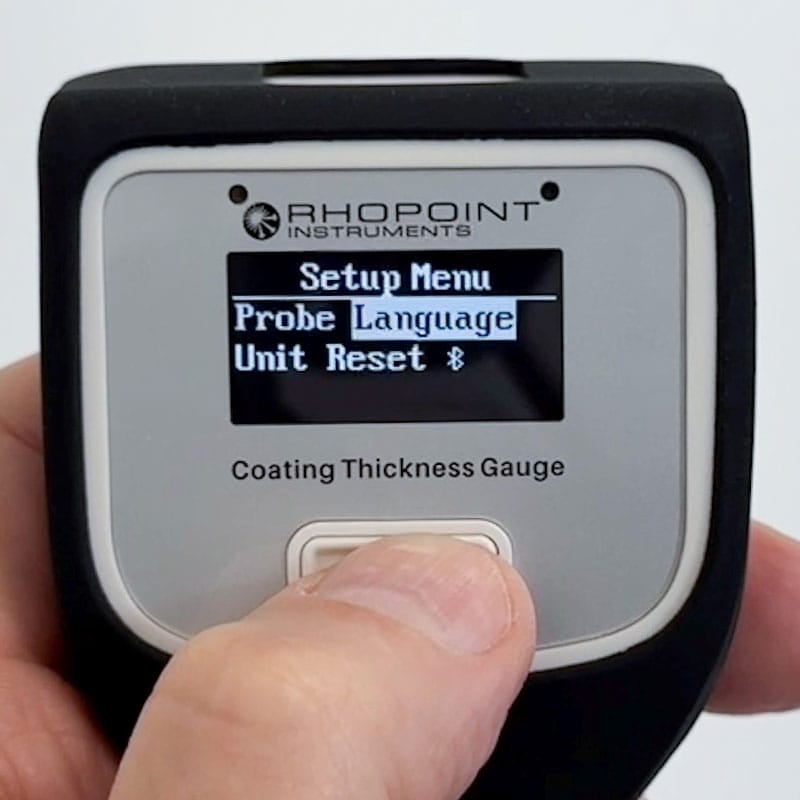 Changing language setting on paint coating thickness gauge