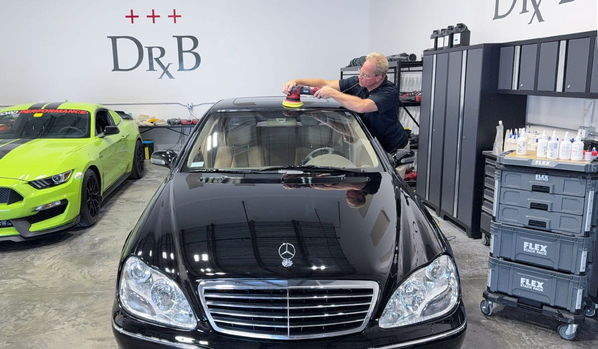 Polishing roof of car first