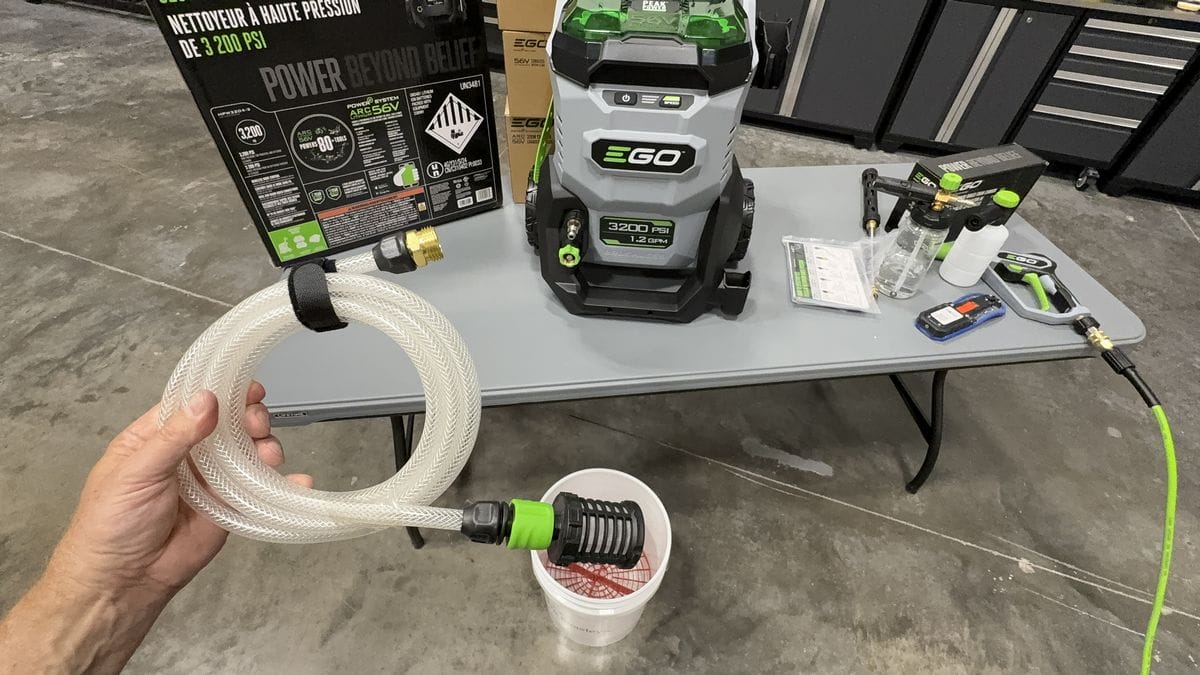 Attaching siphon hose to EGO Pressure Washer