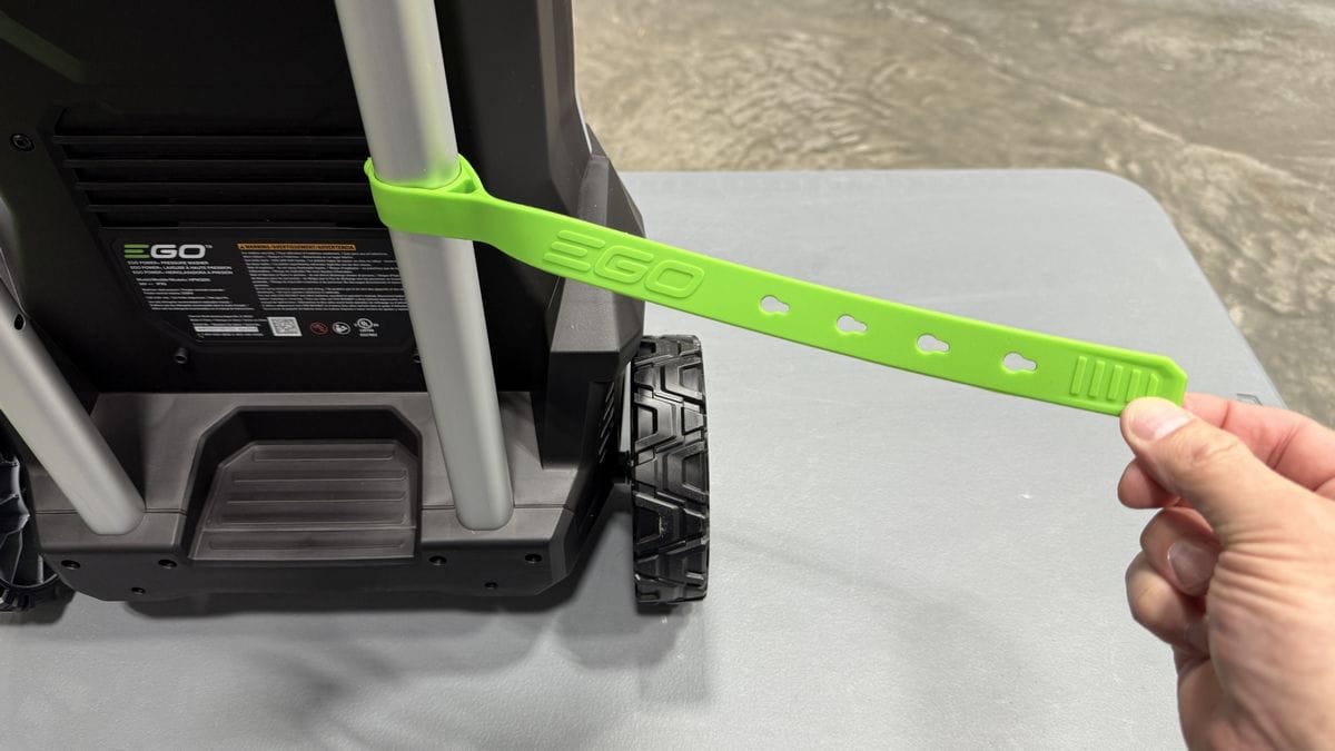 Pressure washer hose storage