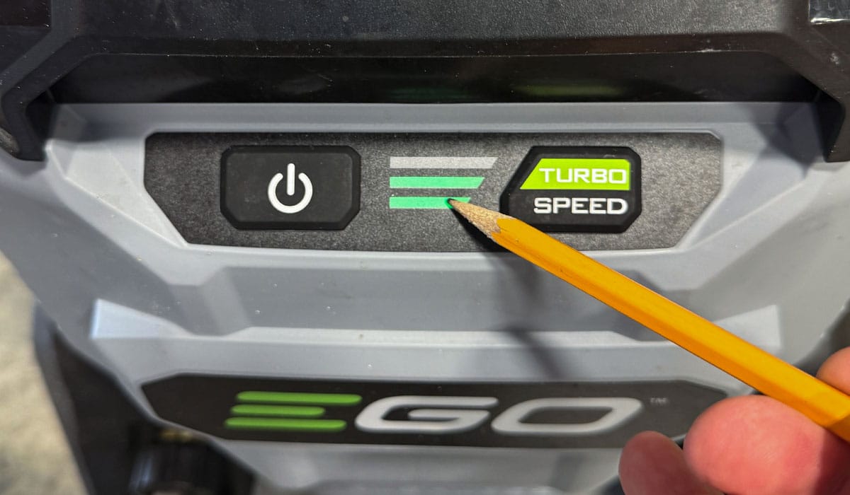 Ego pressure washer speed level indicator