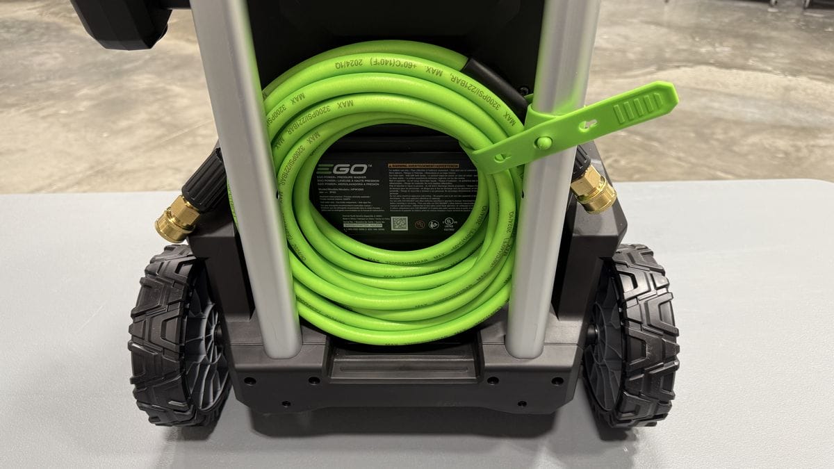 Pressure washer hose storage