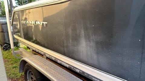 Severely oxidized boat hull