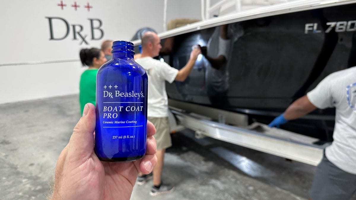 Applying ceramic coating to boat hull