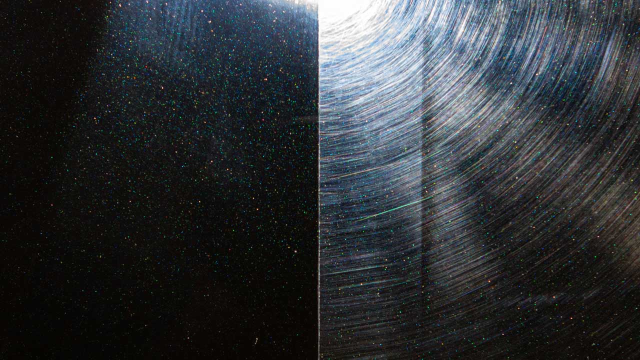 Swirls on automotive paint before & after