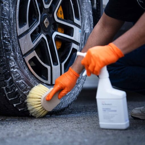 Scrubbing Tire with Dr. Beasley's Foaming Tire Cleanser