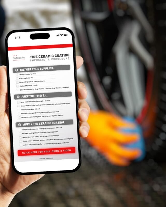 A tire ceramic coating checklist and procedure guide showing how to properly protect your car tires