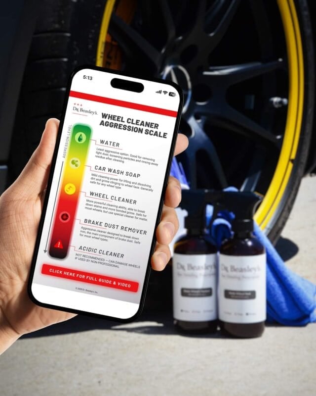 Dr. Beasley's wheel cleaning chemical aggression chart to help you choose the right solution and product for cleaning your wheels