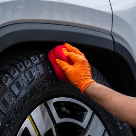 Applying Dr. Beasley's Tire Coat Pro to Tire Sidewall With Foam Applicator