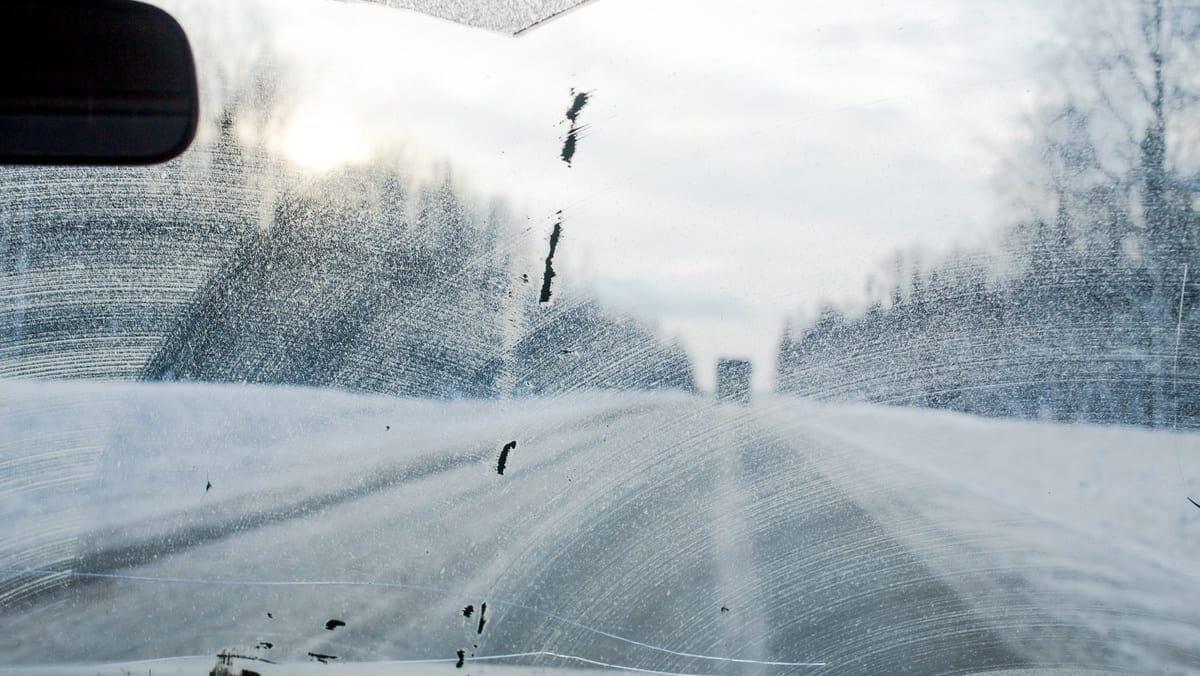 Cloudy streaky windshield winter that needs windshield ceramic coating