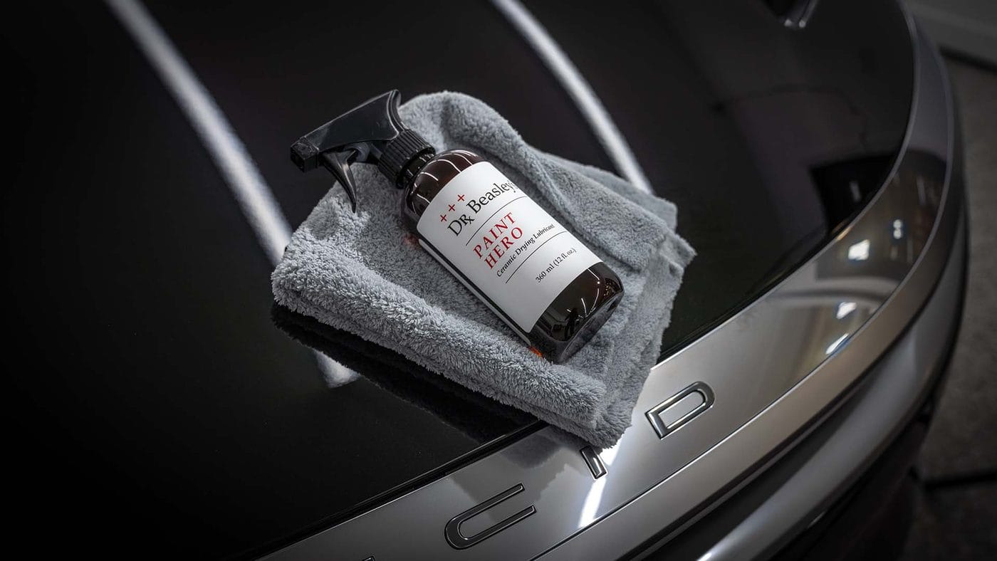 Dr. Beasley's Paint Hero drying lubricant used with a microfiber towel